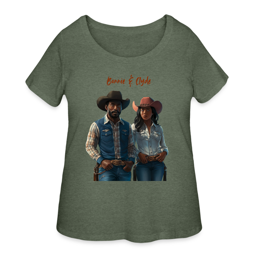 Bonnie & Clyde CURVY TEE - heather military green