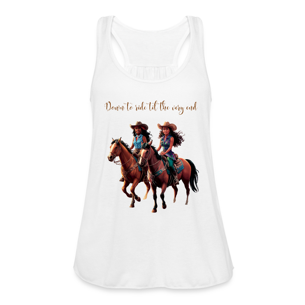 Don't to Ride til the Very End FLOWY TANK - white