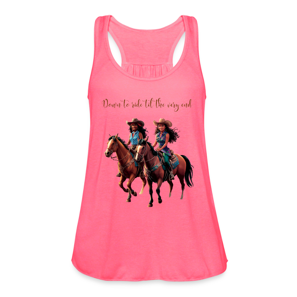 Don't to Ride til the Very End FLOWY TANK - neon pink