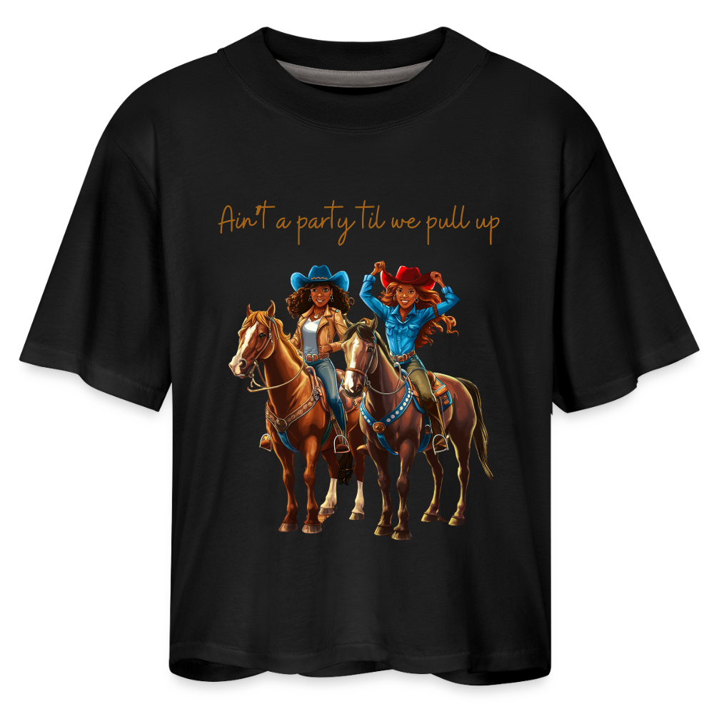 Ain't a Party til We Pull Up BOXY TEE - black