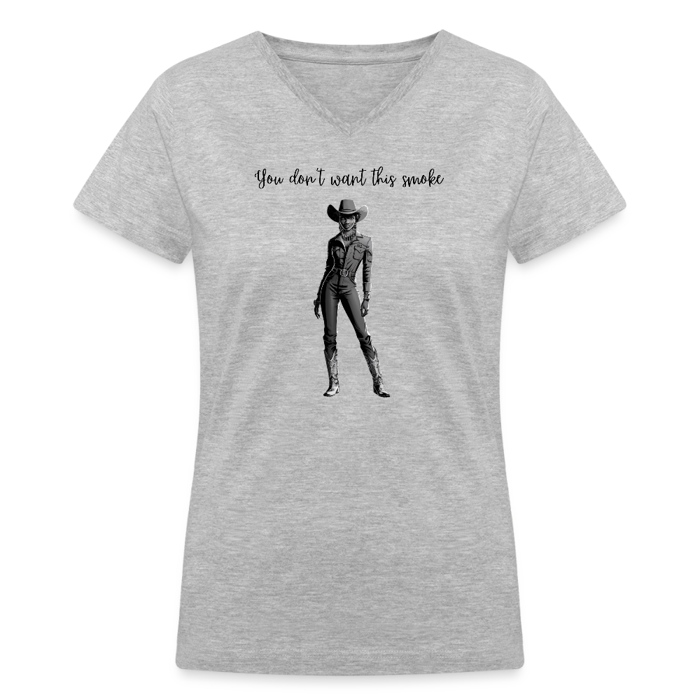 You Don't Want this Smoke V-NECK T-SHIRT - gray