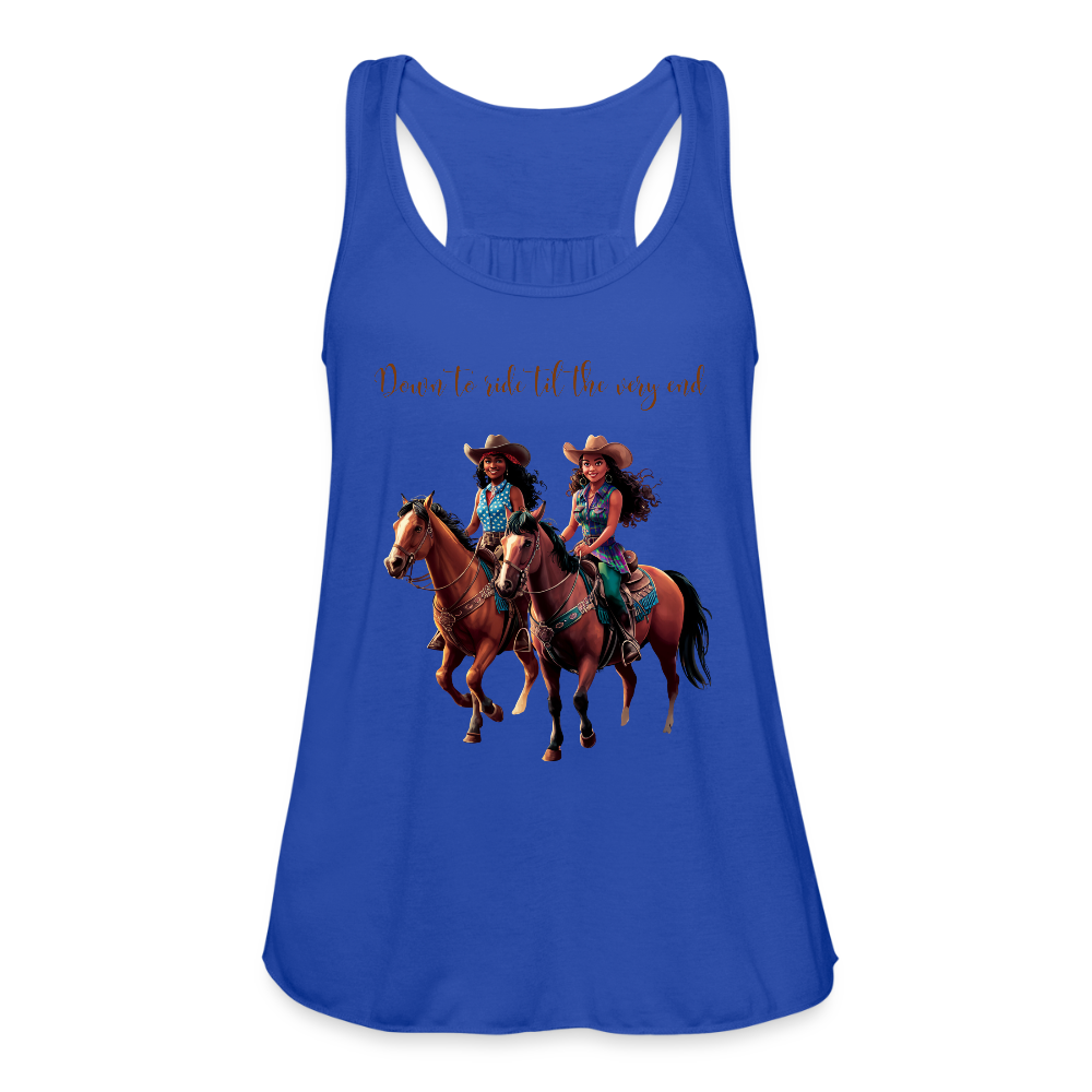 Don't to Ride til the Very End FLOWY TANK - royal blue
