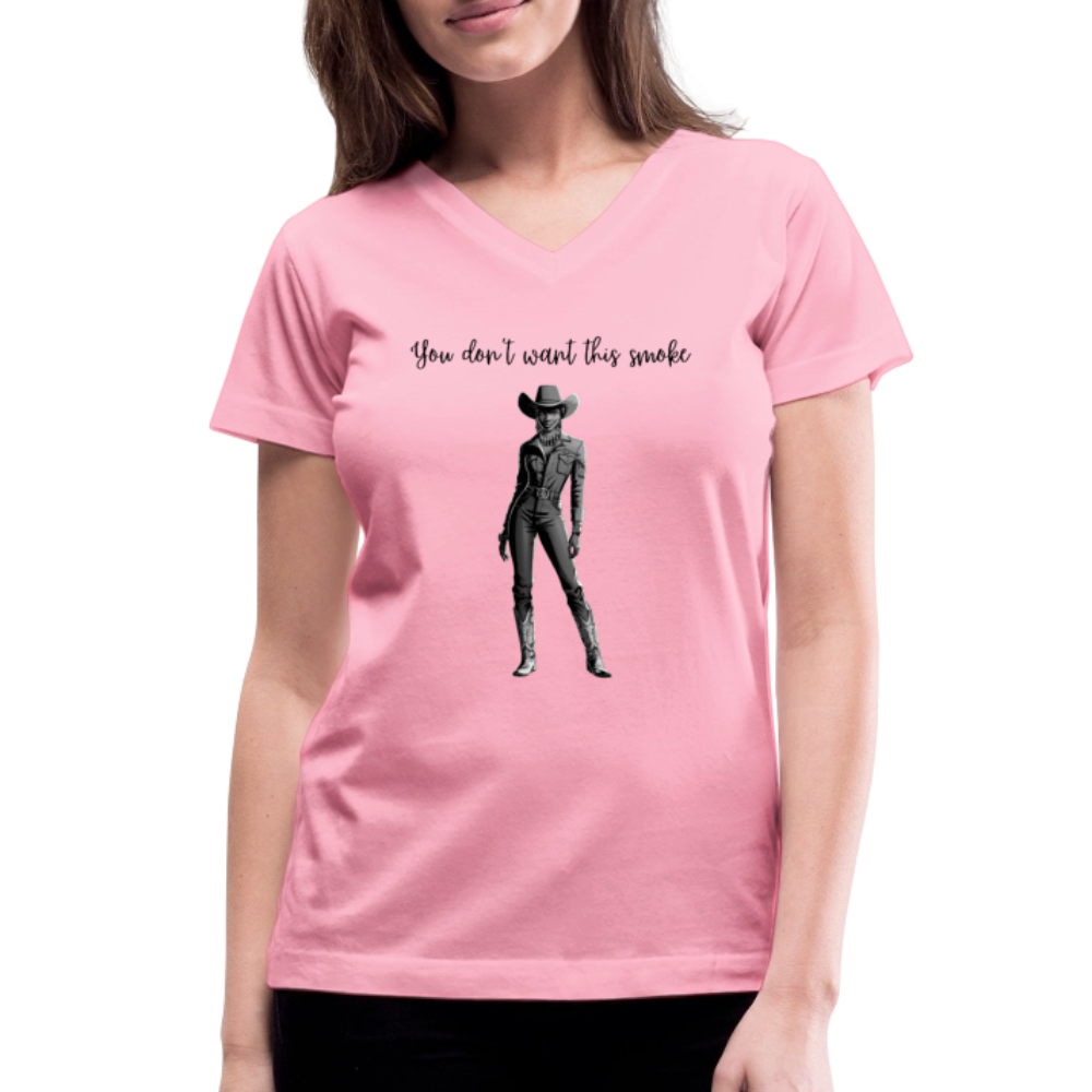 You Don't Want this Smoke V-NECK T-SHIRT - pink