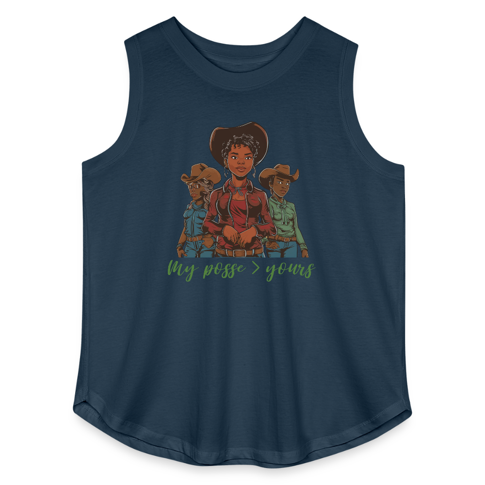 My Posse is Better than Yours CURVY RELAXED TANK - denim