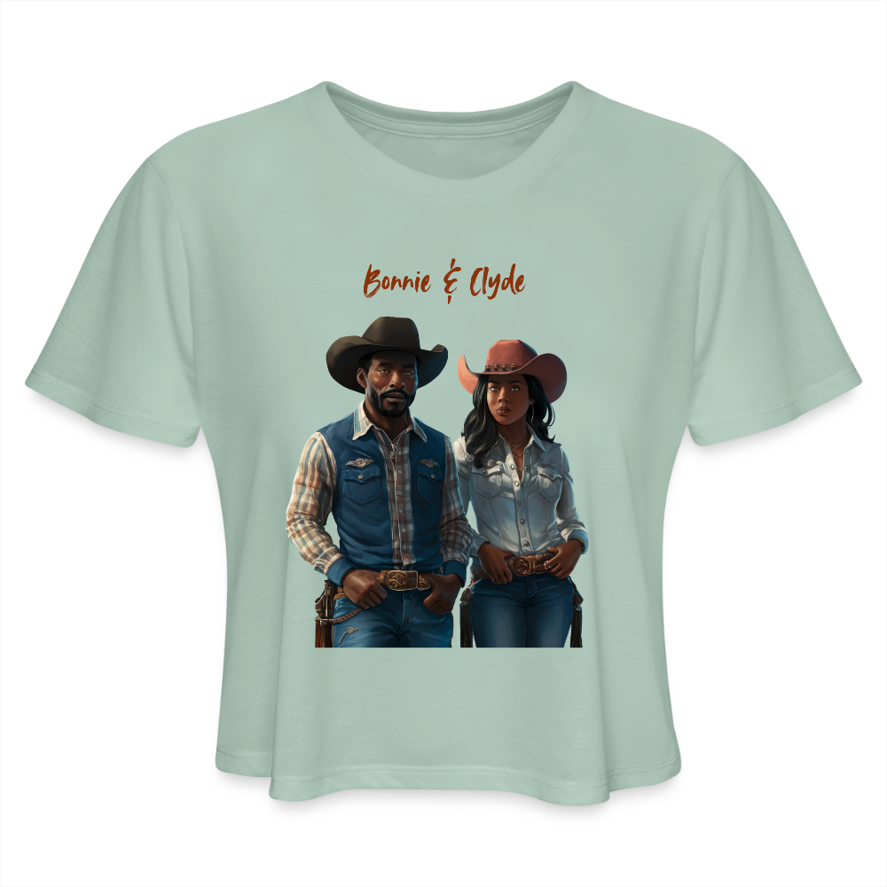 Bonnie & Clyde FLOWY CROP - dusty mint blue