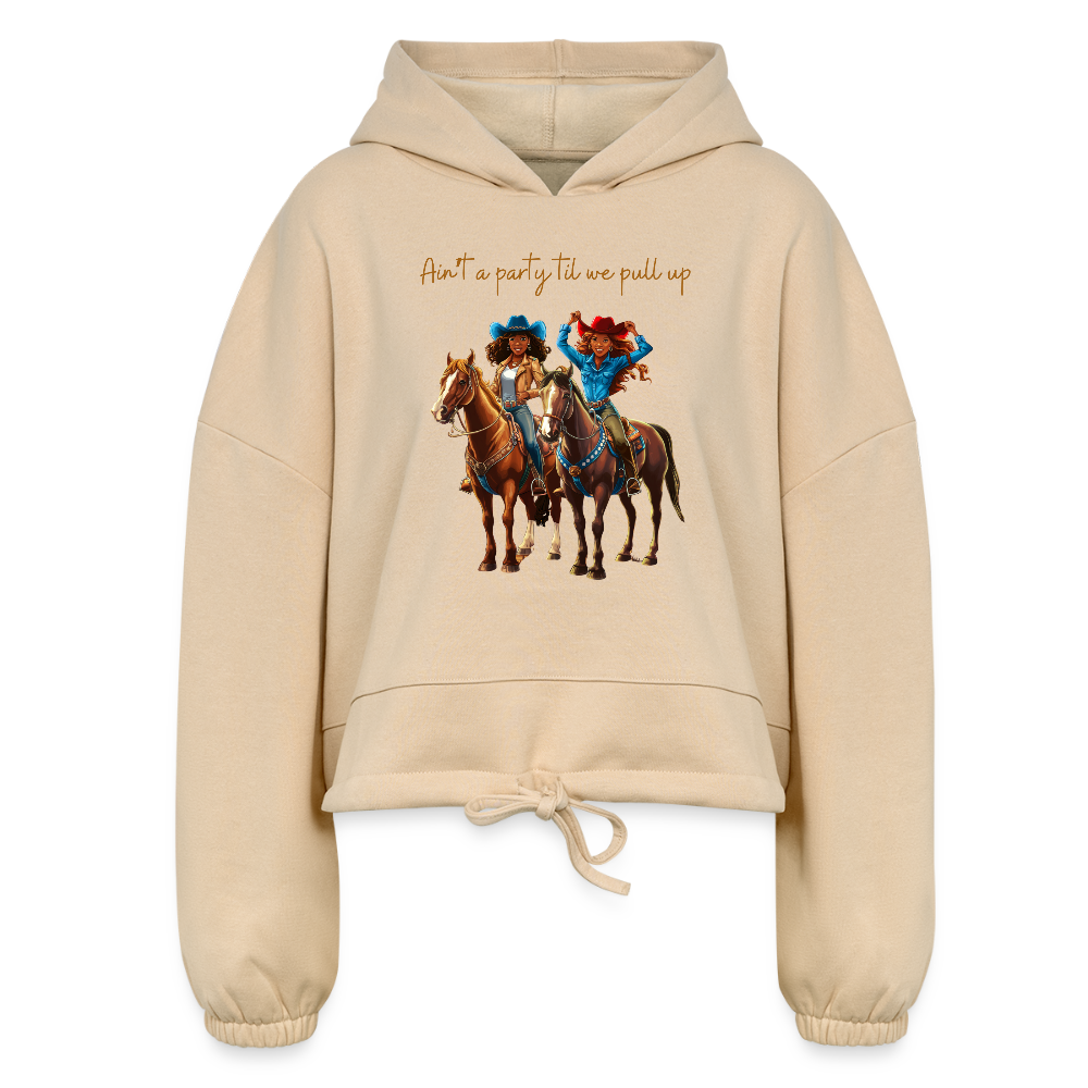 Ain't a Party til We Pull Up CROPPED HOODIE - nude
