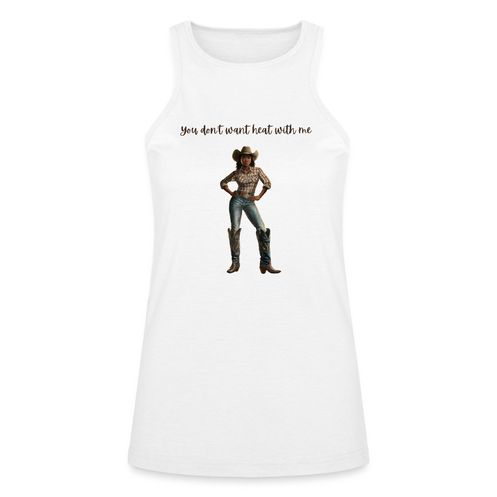 You Don't Want Heat with Me RACERNECK TANK - white