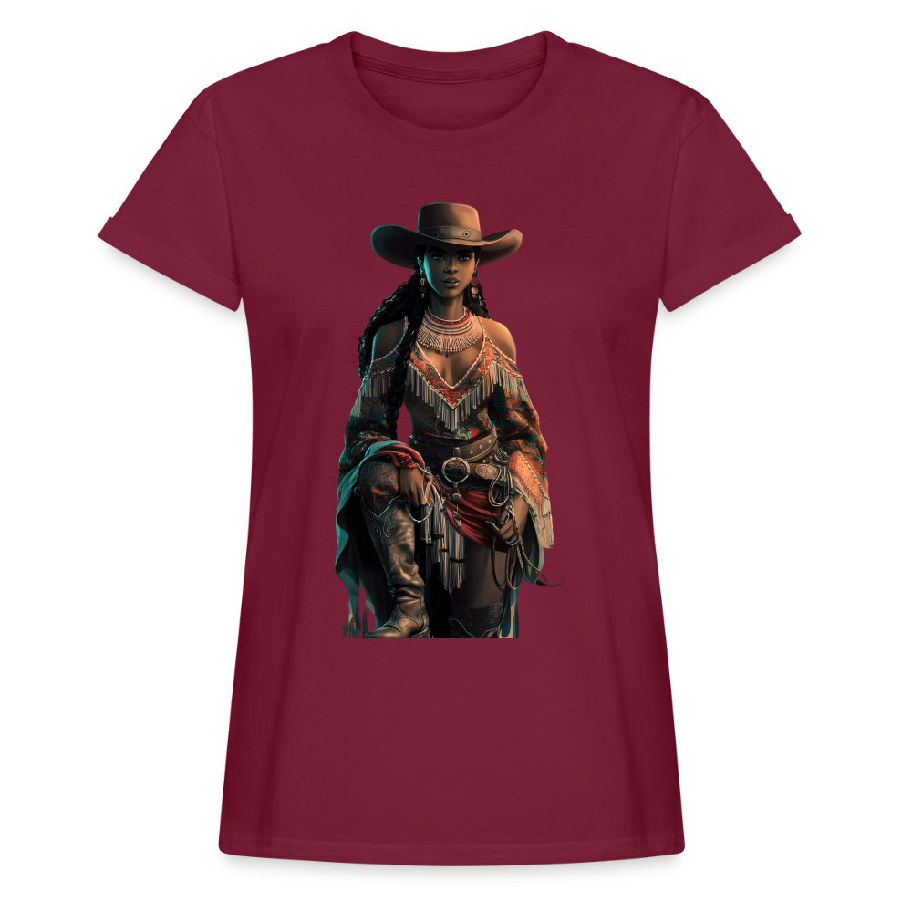 Indigenous Cowgirl RELAXED FIT T-SHIRT - burgundy
