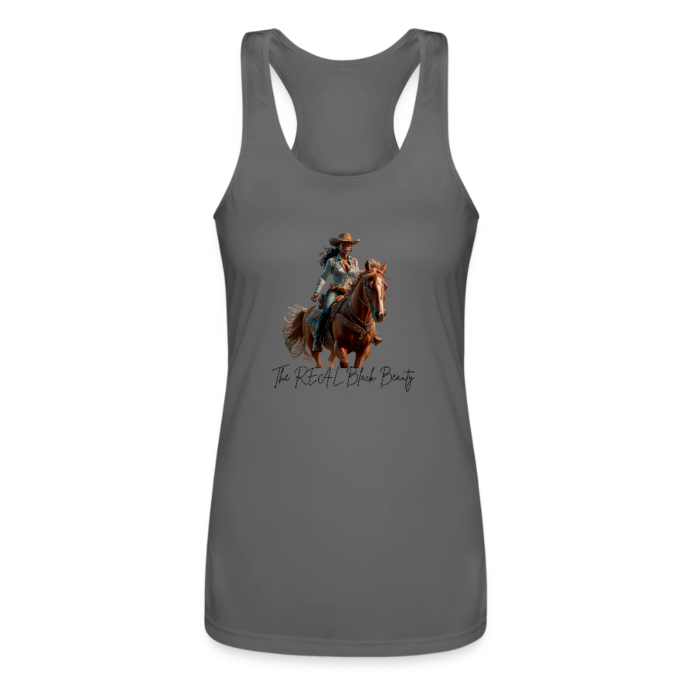 The REAL Black Beauty PERFORMANCE RACERBACK tank - charcoal