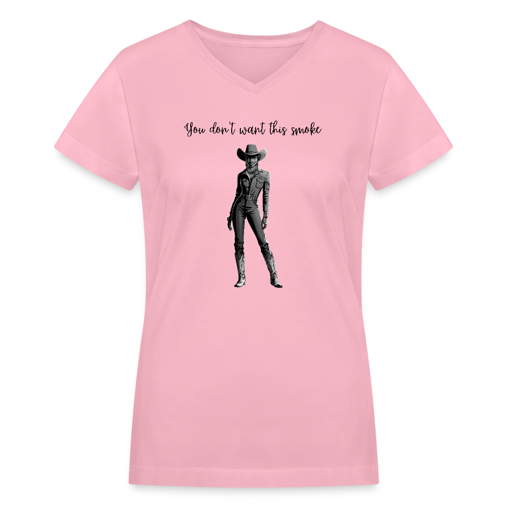 You Don't Want this Smoke V-NECK T-SHIRT - pink