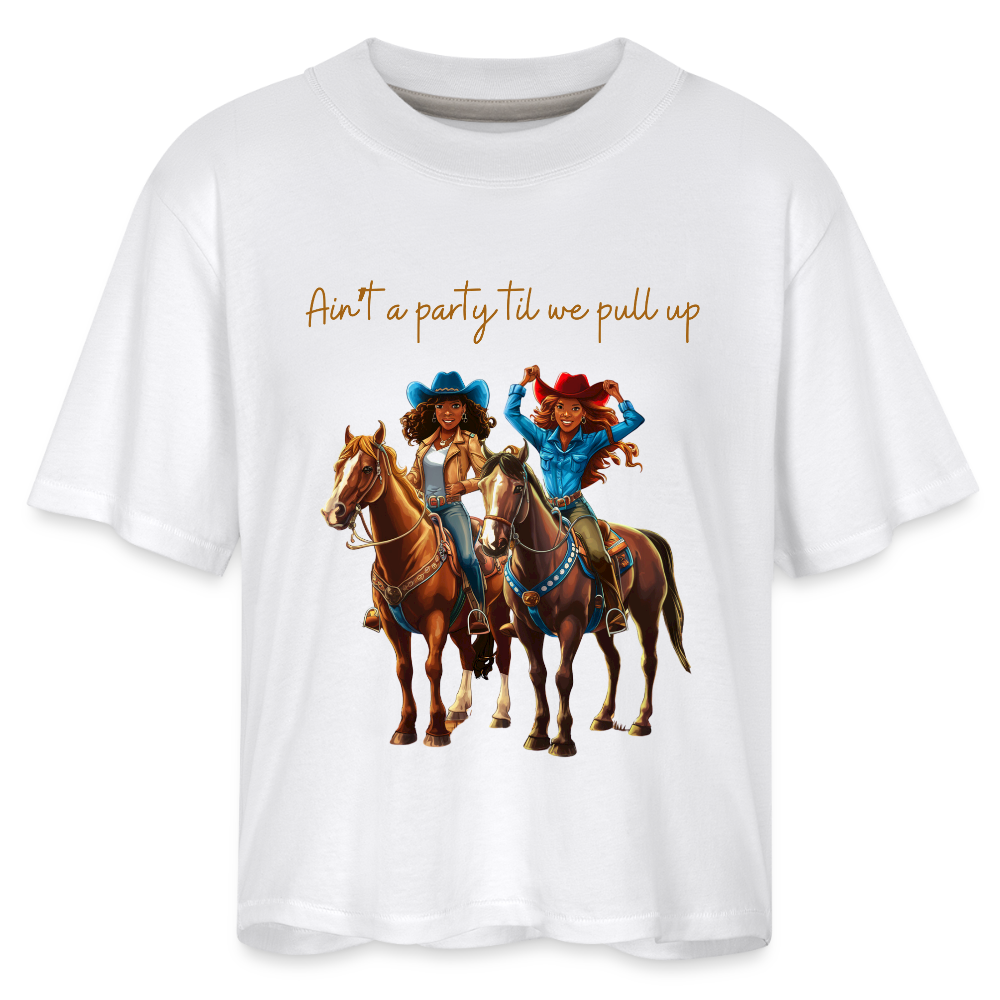 Ain't a Party til We Pull Up BOXY TEE - white