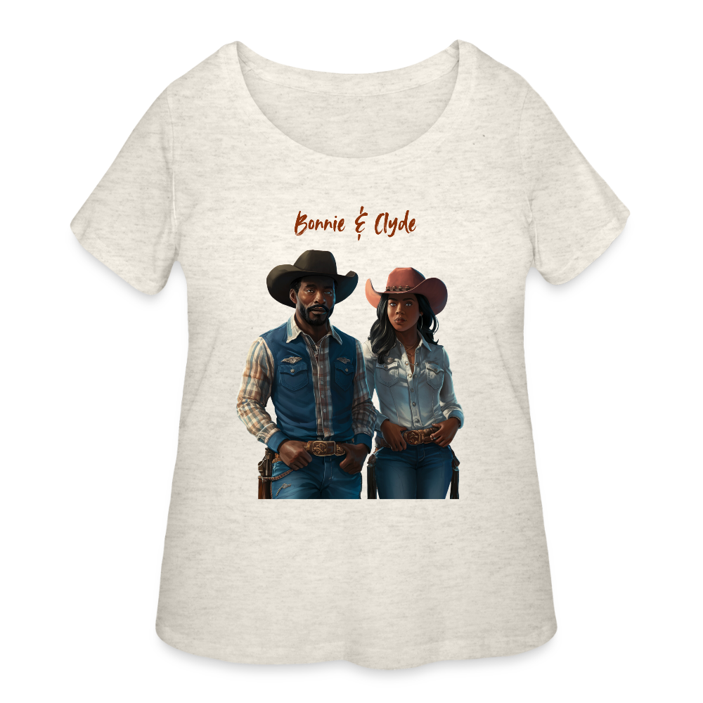 Bonnie & Clyde CURVY TEE - heather oatmeal