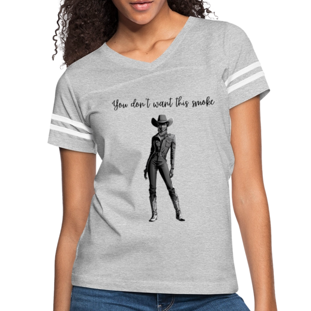 You Don't Want this Smoke V-NECK FOOTBALL t-shirt - heather gray/white