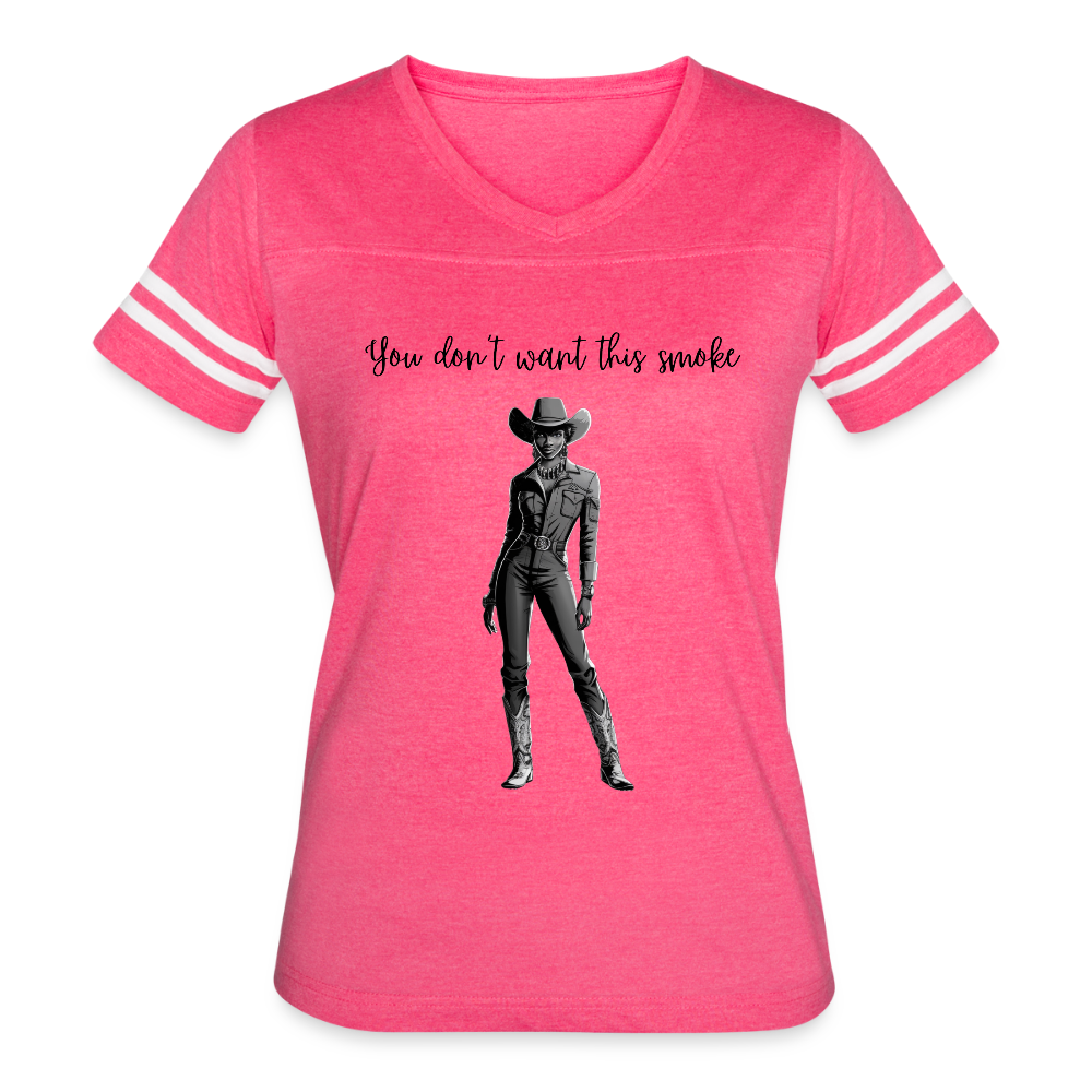 You Don't Want this Smoke V-NECK FOOTBALL t-shirt - vintage pink/white