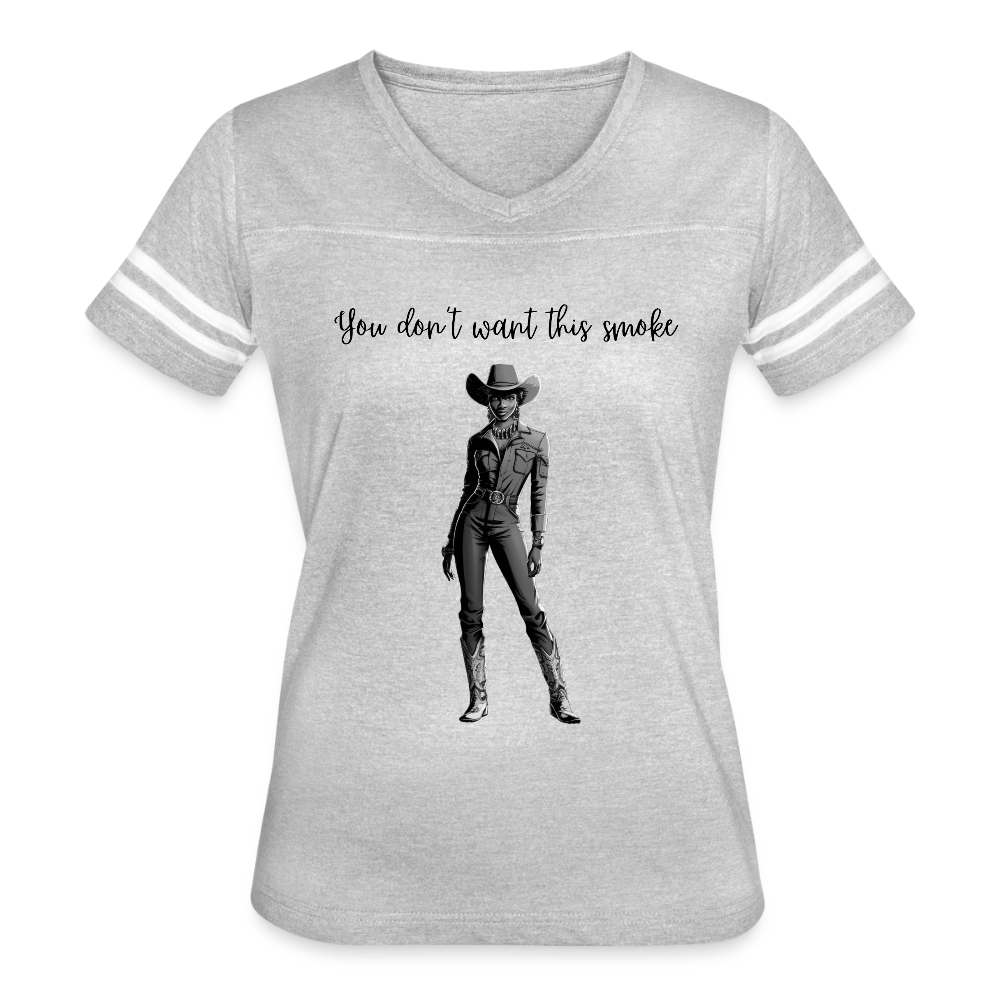 You Don't Want this Smoke V-NECK FOOTBALL t-shirt - heather gray/white