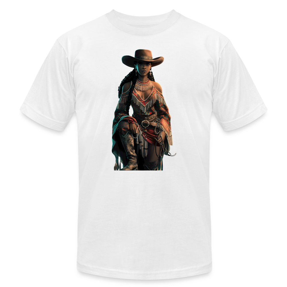Indigenous Cowgirl UNISEX JERSEY T-SHIRT - white