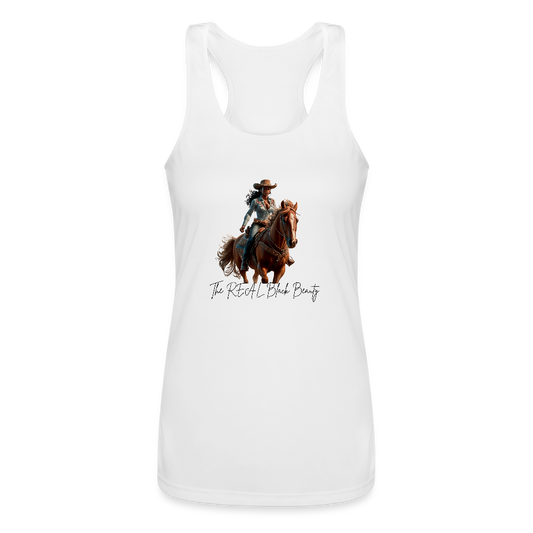 The REAL Black Beauty PERFORMANCE RACERBACK tank - white