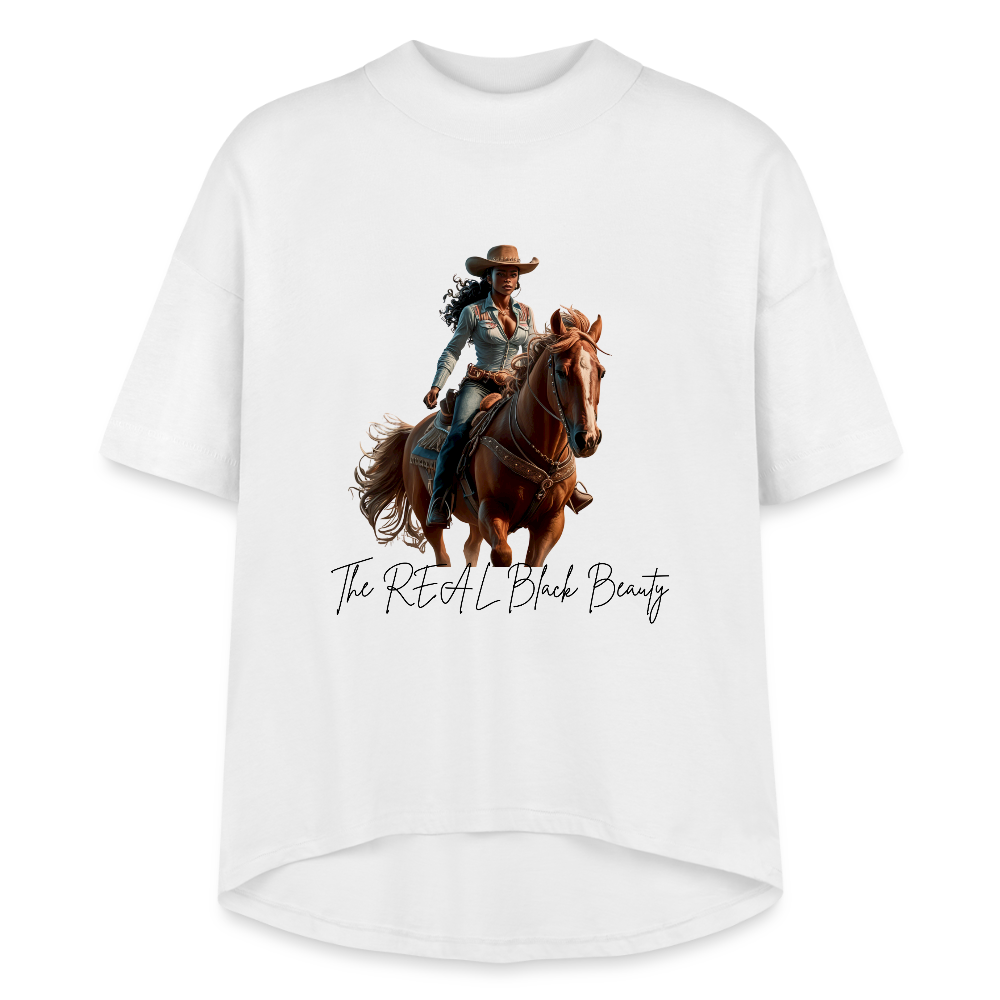 The REAL Black Beauty HI-LO tee - white