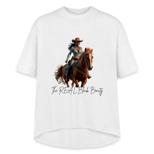 The REAL Black Beauty HI-LO tee - white