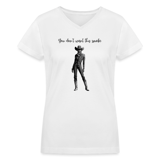 You Don't Want this Smoke V-NECK T-SHIRT - white