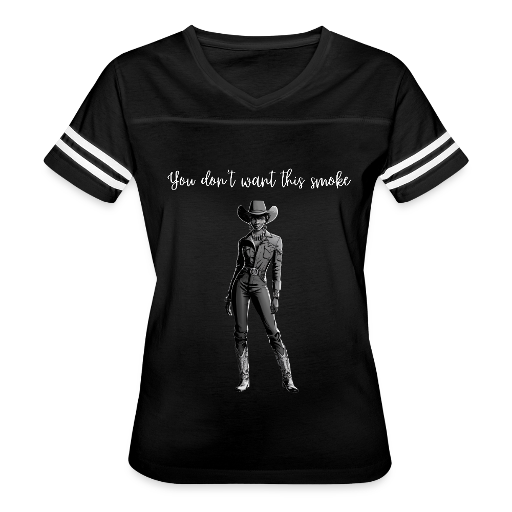 You Don't Want this Smoke V-NECK FOOTBALL T-SHIRT - black/white