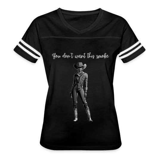 You Don't Want this Smoke V-NECK FOOTBALL T-SHIRT - black/white