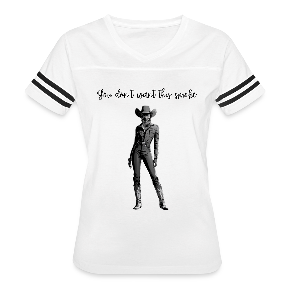 You Don't Want this Smoke V-NECK FOOTBALL t-shirt - white/black