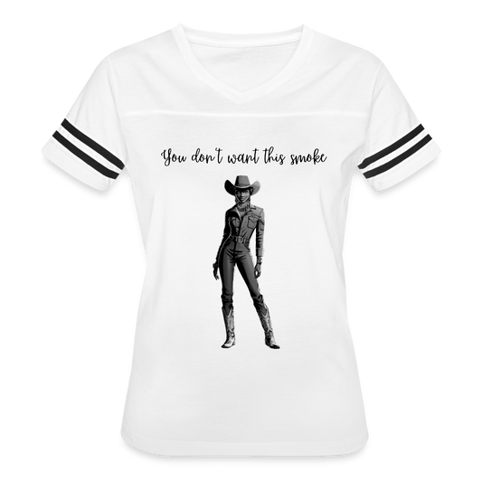 You Don't Want this Smoke V-NECK FOOTBALL t-shirt - white/black