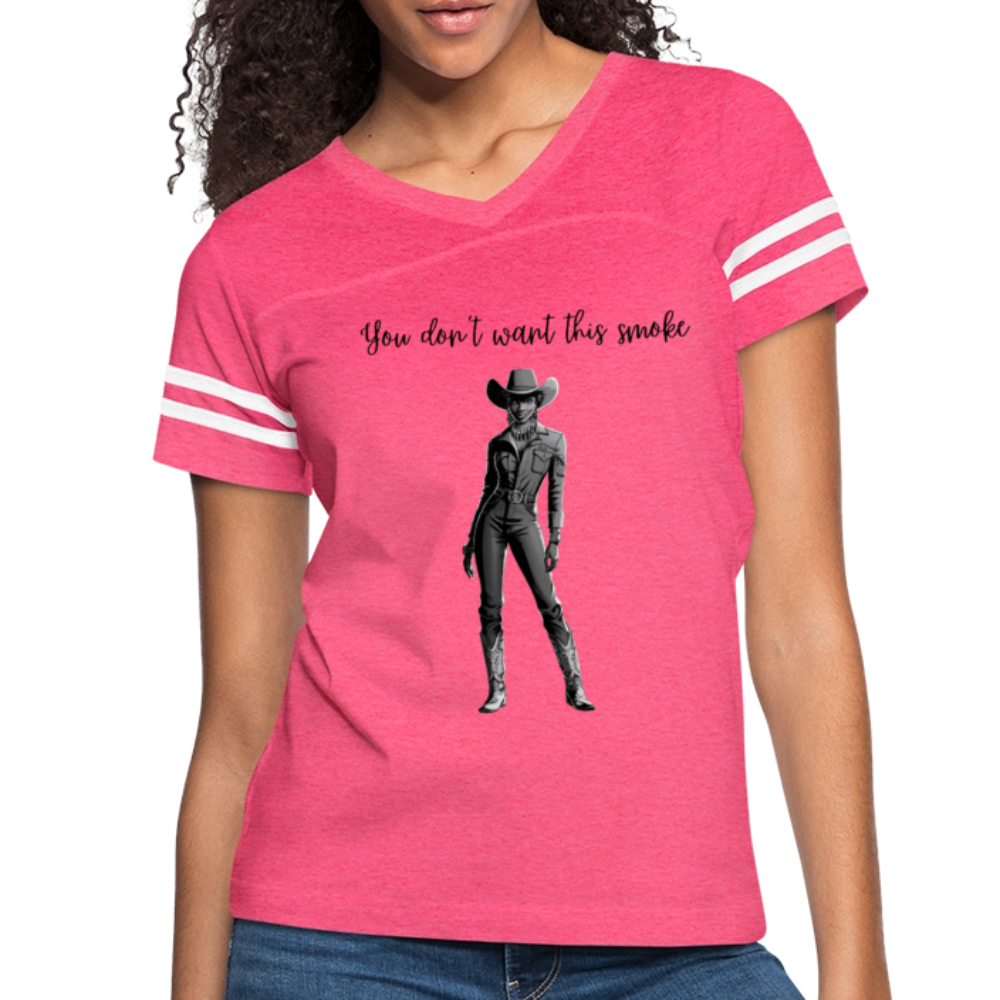 You Don't Want this Smoke V-NECK FOOTBALL t-shirt - vintage pink/white