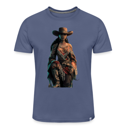 Indigenous Cowgirl UNISEX PERFORMANCE T-SHIRT - vintage blue