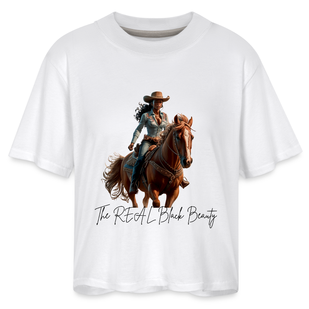 The REAL Black Beauty BOXY TEE - white