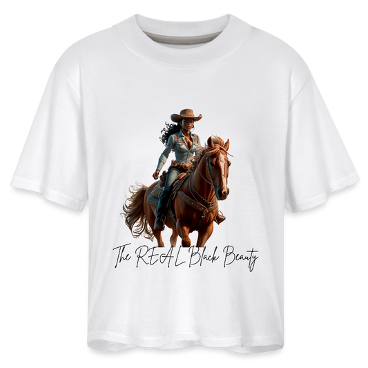 The REAL Black Beauty BOXY TEE - white