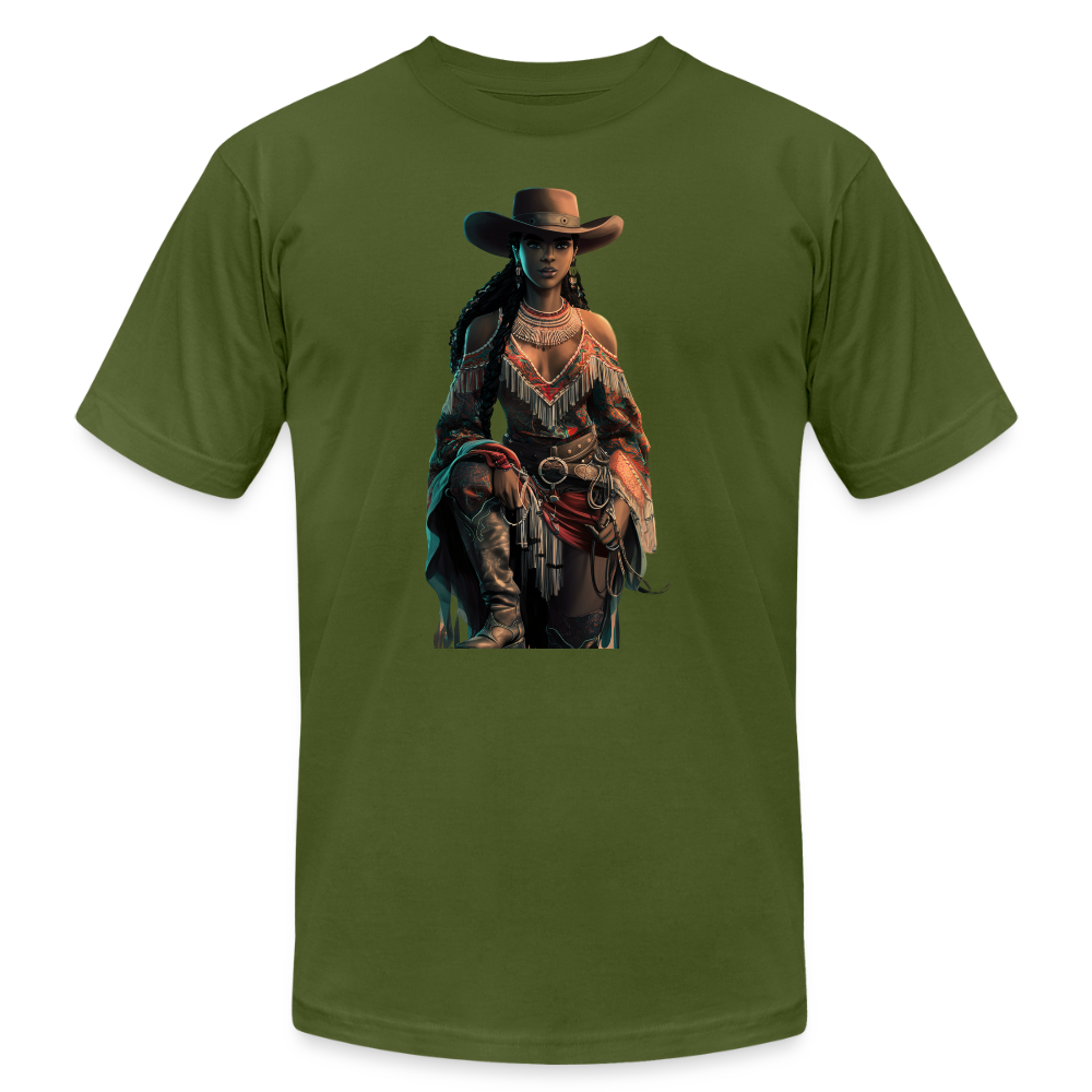 Indigenous Cowgirl UNISEX JERSEY T-SHIRT - olive