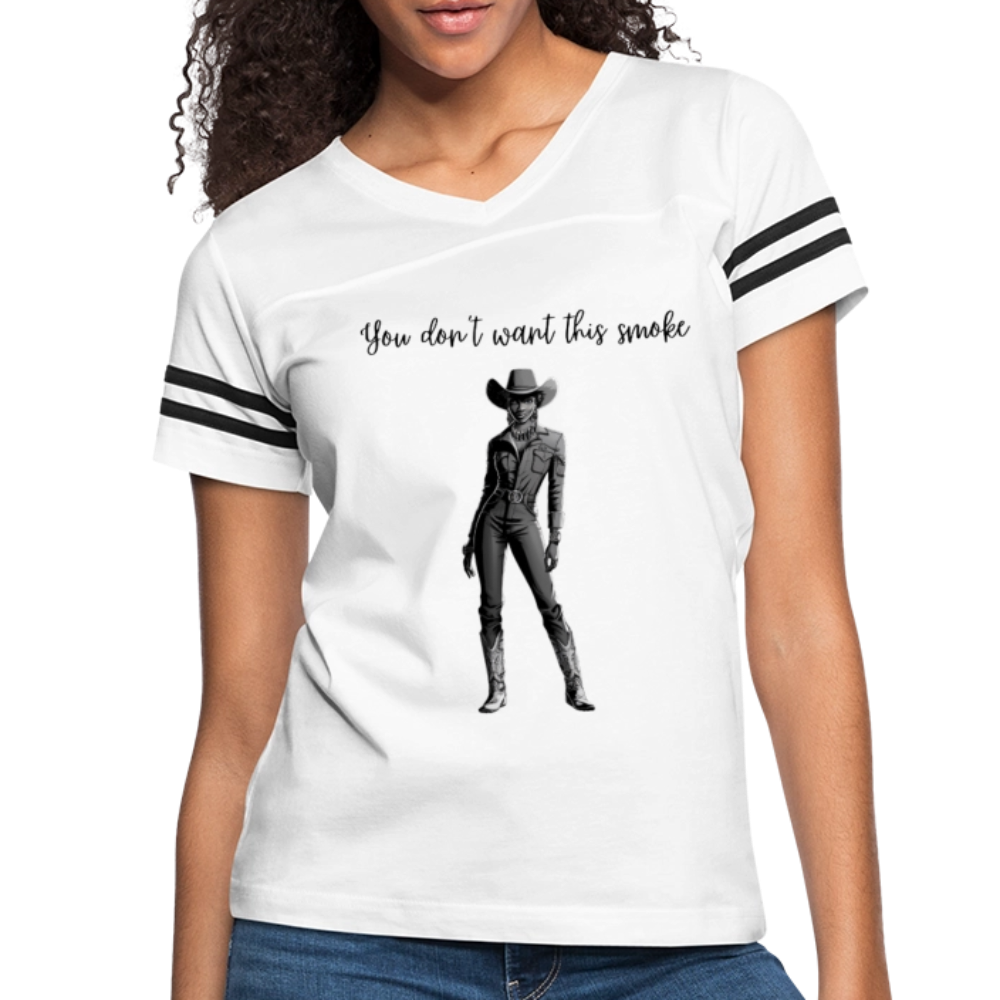 You Don't Want this Smoke V-NECK FOOTBALL t-shirt - white/black