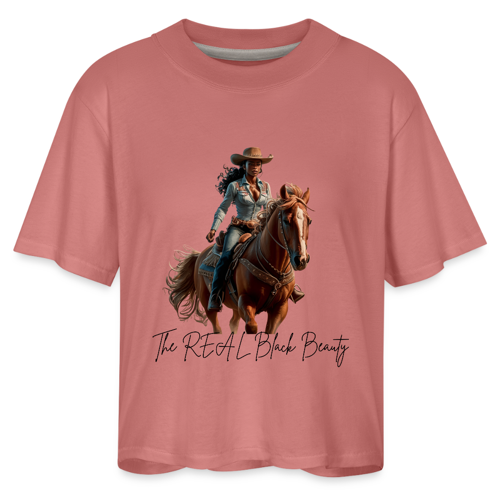 The REAL Black Beauty BOXY TEE - mauve