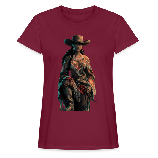 Indigenous Cowgirl RELAXED FIT T-SHIRT - burgundy
